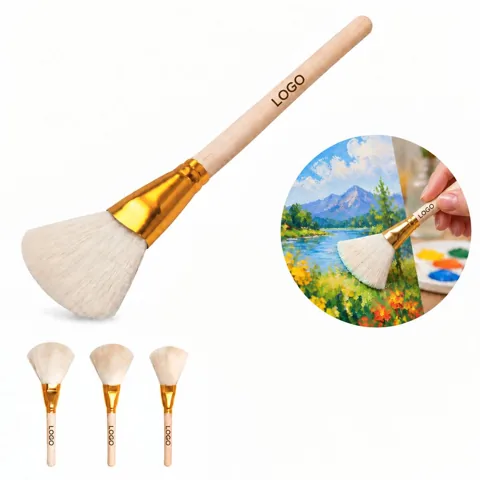 Natural Wool Bristle Paint Brush for Blending and Shading