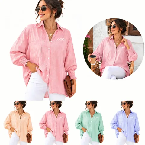 Casual Button-Down Shirt with Stripes and Long Sleeves
