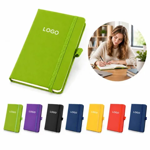 Compact Leather Journal for Study and Notes with Elastic