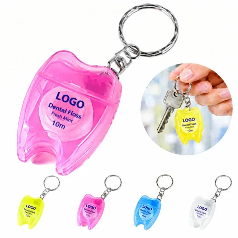 Portable Floss Holder Keychain with Snap-Fit Closure