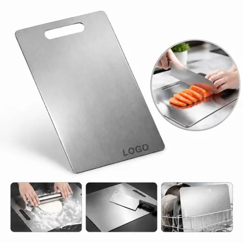 Double-Sided Stainless Steel Chopping Board with Juice