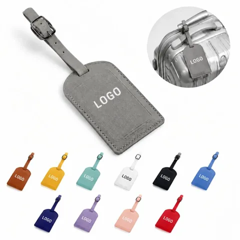 Durable Leather Travel ID Tag with Clear Window