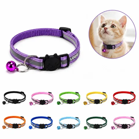 Safety Reflective Cat Dog Collar with Jingle Bells