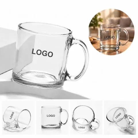 Clear Glass Coffee Cups with Handle, Large Capacity