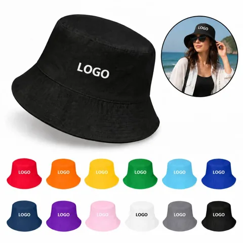 Cotton Sun Hat with Screen Print Design for Outdoor