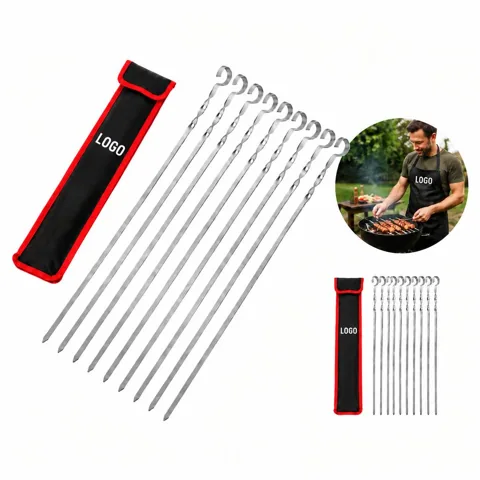 Rustproof Stainless Steel Flat BBQ Skewers Set