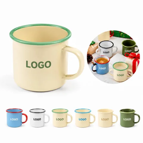 Retro Enamel-Style Steel Drink Mug for Hot Cold Beverages