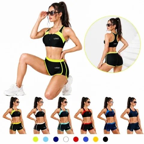 Colorblock Two-Piece Sport Swimwear for Women