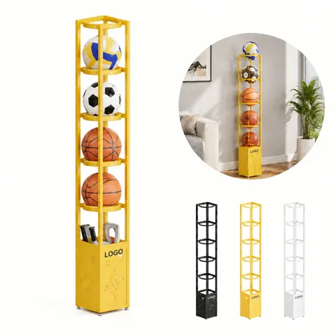 Multi-Tier Sports Ball Organizer Rack for Garage Gym