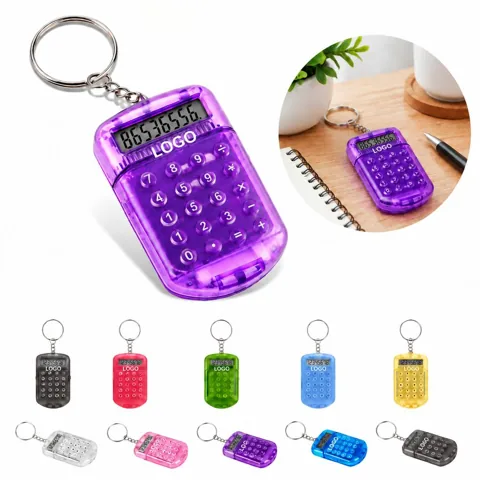 Transparent Mini Calculator Keychain Compact