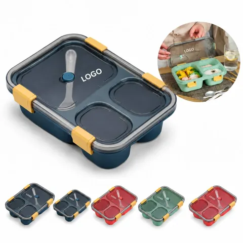 Reusable Plastic Lunch Box with Multiple Compartments