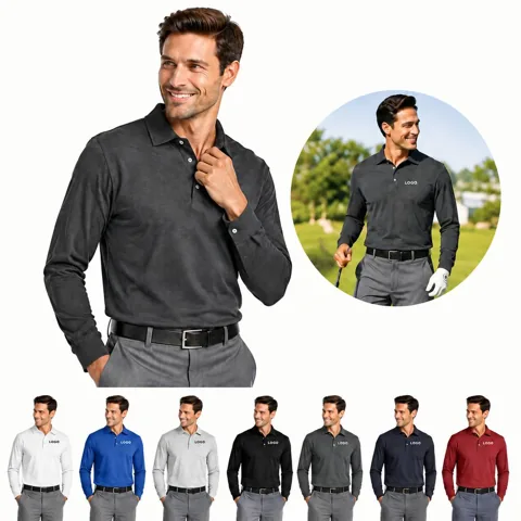 Moisture-Wicking Stretch Long Sleeve Polo for Golf & Tennis