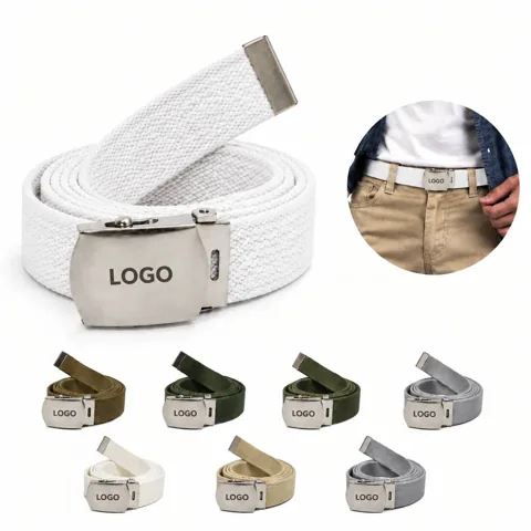 Durable Woven Canvas Waist Belt with Adjustable Buckle