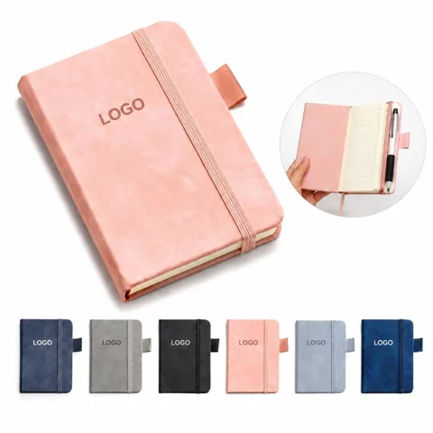 Compact Genuine Leather Pocket Notebook with Elastic Closure