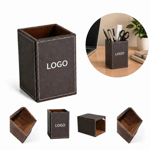 Waterproof PU Square Pen Holder Desk Organizer Box