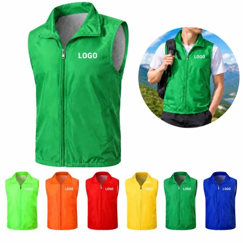 Custom Red Volunteer Safety Vest with Pockets