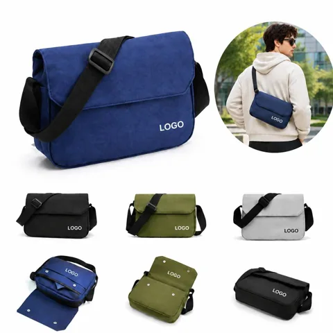Water-Resistant Oxford Crossbody Messenger Bag