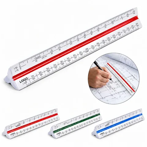 Triangular Architectural Scale Ruler with 6 Graduated Scales