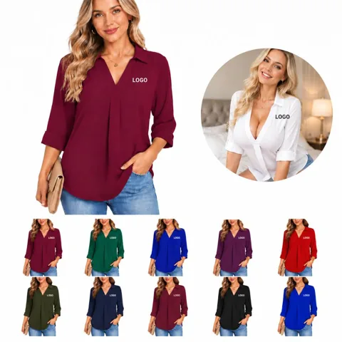 Loose V-Neck Top for Women Breathable Relaxed Fit