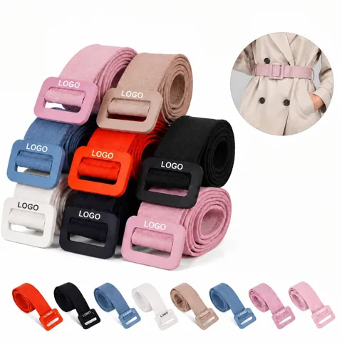 Adjustable Striped Stretch Nylon Waist Belt with Buckle