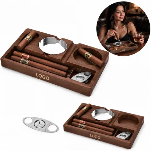 Wooden Cigar Ashtray with Cigar Rest for Indoor Outdoor Use