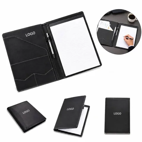 PU Leather A4 Document Organizer Folder with Card Slots