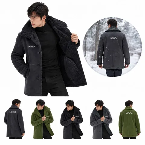 Men's Winter Fluffy Insulated Coat with Pockets