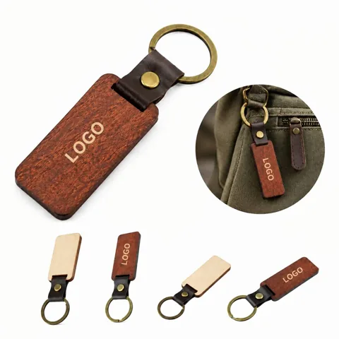 Engraved Wooden Keychain Pendant Customizable Gift