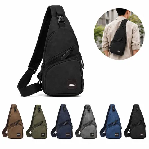 Canvas Crossbody Bag with USB Charging Port