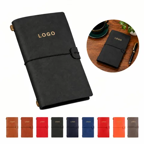 Compact Vintage-Style Travel Journal with Faux Leather Cover