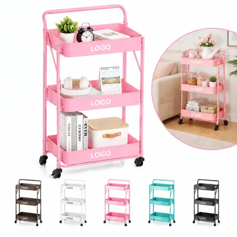 Mobile Foldable Multi-Layer Storage Rack with Wheels
