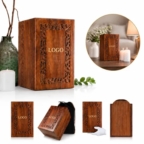 Wooden Pet Urn Memorial Keepsake Box for Ashes