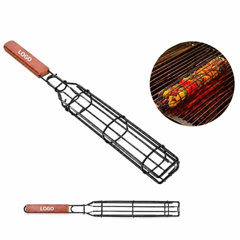 BBQ Kebab Grilling Basket with Wooden Handles