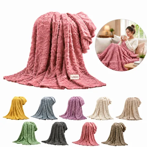 Textured Coral Fleece Throw Blanket for Cozy Warmth