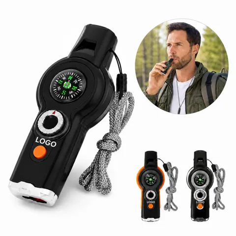 7-in-1 Emergency Survival Whistle Multi-Tool with Compass