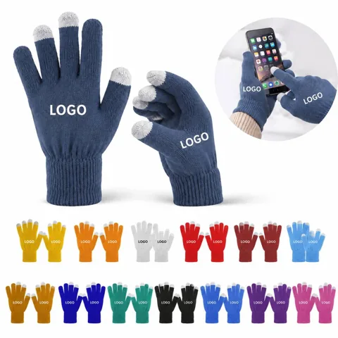 Touchscreen-Compatible Acrylic Knit Gloves for Winter