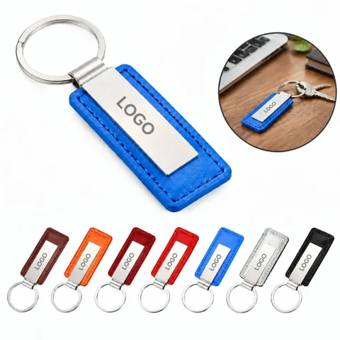 Handmade Engraved Leather Keychain for Business