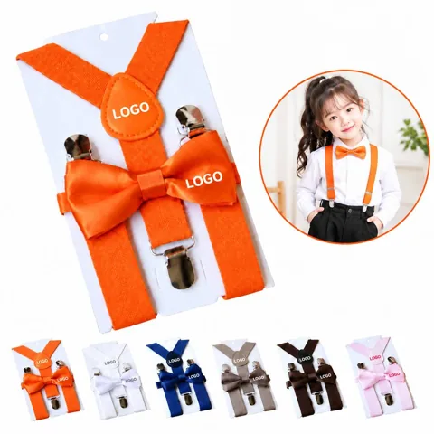 Kids Adjustable Clip-On Suspender and Pre-Tied Bow Tie Set