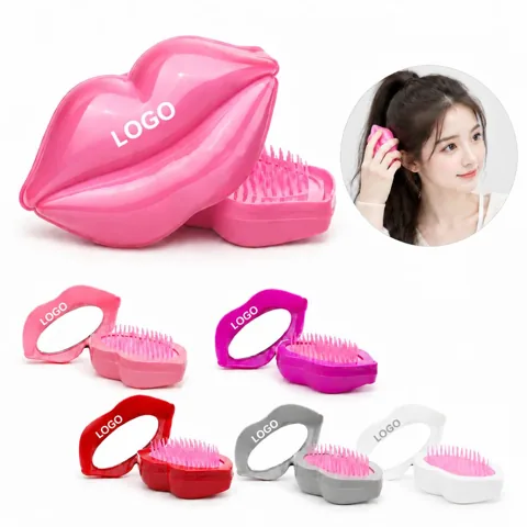Portable Hairbrush with Built-in Mirror for Travel