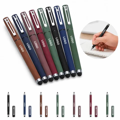 2-in-1 Gel Ink Pen with Capacitive Stylus Tip and Metal Clip