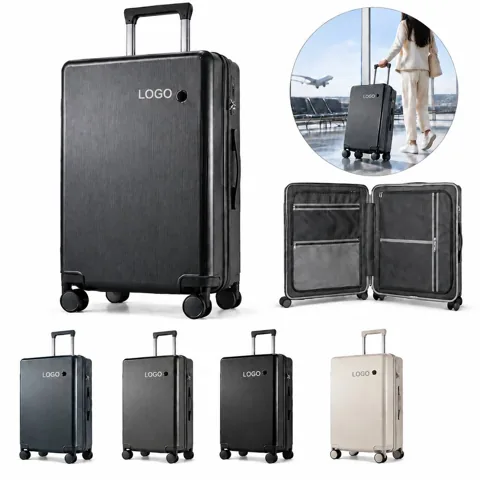 Large Capacity Leather Rolling Suitcase for Travel