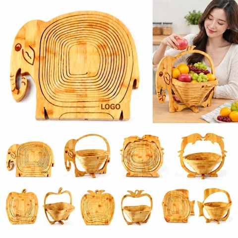 Natural Bamboo Elephant-Shaped Fruit Storage Basket