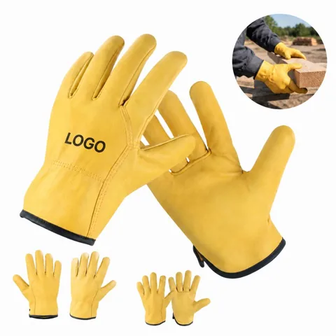 Yellow Sheepskin Leather Welding Gloves Heat Resistant