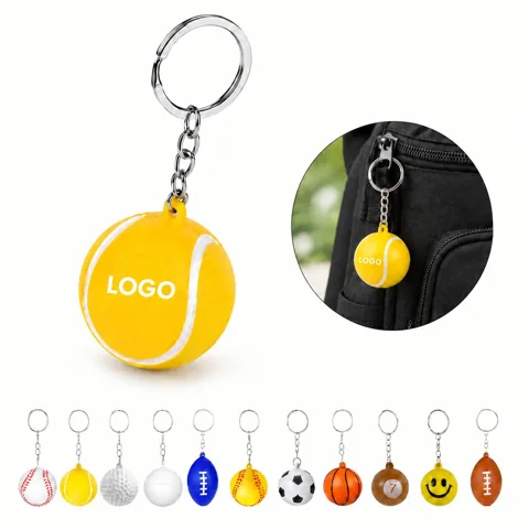 PU Squeeze Stress Ball Keychain for Tension Relief