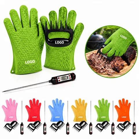 Silicone Heat Resistant Grilling Gloves Set