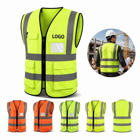 High-Visibility Safety Vest with Reflective Strips and