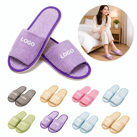 Anti-Slip Indoor Hotel Slippers with Textured Sole