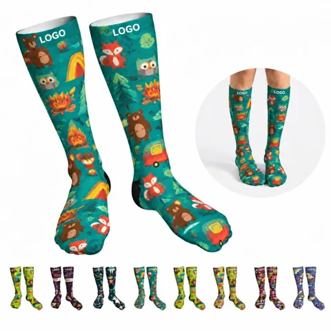 Colorful Sublimation Print Mid-Calf Crew Socks