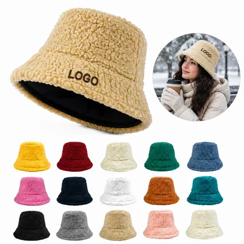 Winter Genuine Lambskin Bucket Hat for Men and Women