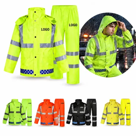 Waterproof Reflective Safety Rain Suit for Outdoor Work